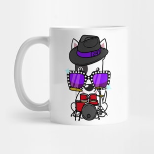 Cute Bull Terrier jamming on the drums Mug